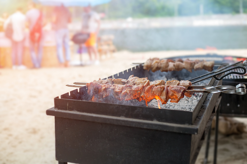 Street,Food.,Cooking,Meat,On,The,Grill.,Kebabs,On,The